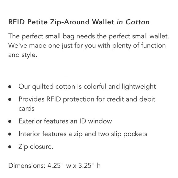 NWT $55 Vera Bradley RFID Petite Zip-Around Wallet Attached Keyring Mod Paisley - Picture 6 of 7